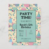 カラフルパーソナライズされた誕生日 インビテーションポストカード (正面/裏面)