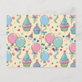 カラフルパーソナライズされた誕生日 インビテーションポストカード (裏面)