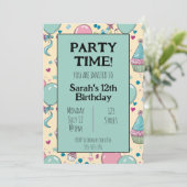 カラフルパーソナライズされた誕生日 招待状 (スタンド正面)