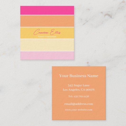 カラフルパーソナライズされたColorblock名刺 スクエア名刺 (正面/裏面)