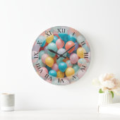 カラフルパーティーバルーンのパターン ラージ壁時計 (ホーム)