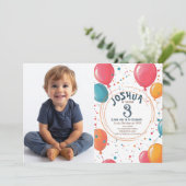 カラフルパーティーバルーン子供の誕生日パーティー 招待状 (スタンド正面)