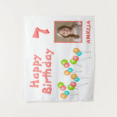 カラフルパーティーバルーンkid誕生日写真 タペストリー (正面)