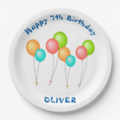 カラフルパーティーバルーンkid誕生日 ペーパープレート (正面)