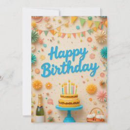 カラフルパーティーバースデーカード