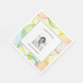 カラフルパーティーパーソナライズされたフォト誕生日ナプキンス スタンダードランチョンナプキン (角)