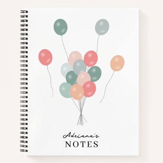 カラフルパーティーパーソナライズされた球 ノートブック (正面)