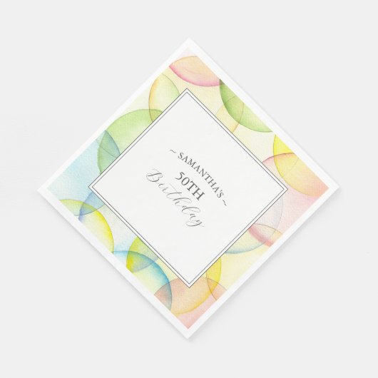 カラフルパーティーパーソナライズされた誕生日 スタンダードランチョンナプキン (角)