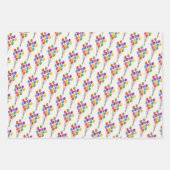 カラフルパーティー動物の風船とハッピーバースデー ラッピングペーパーシート (正面3)