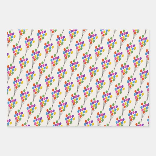 カラフルパーティー動物の風船とハッピーバースデー ラッピングペーパーシート (正面3)