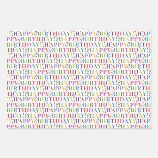 カラフルパーティー動物の風船とハッピーバースデー ラッピングペーパーシート (正面2)