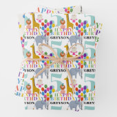 カラフルパーティー動物の風船とハッピーバースデー ラッピングペーパーシート (インサイチュ)