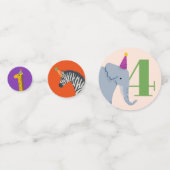 カラフルパーティー動物年名写真誕生日 コンフェッティ (正面)