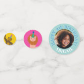 カラフルパーティー動物年名写真誕生日 コンフェッティ (裏面)