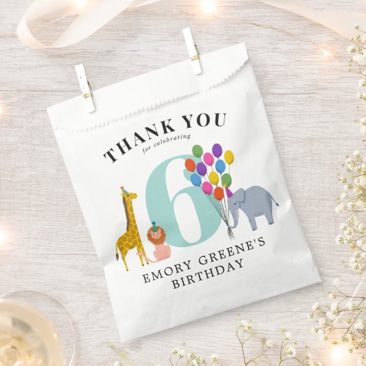 カラフルパーティー動物誕生会 フェイバーバッグ (クリップ留めされた状態)