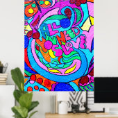 カラフルヒッピー平和と愛のポスター ポスター (ホームオフィス)