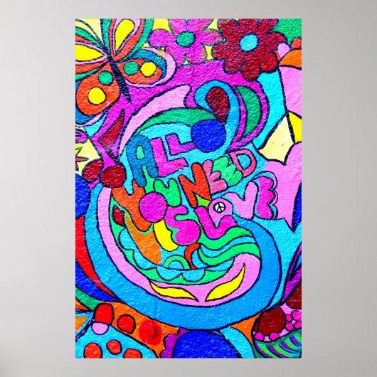 カラフルヒッピー平和と愛のポスター ポスター (正面)