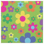 カラフルヒッピー70の花 ファブリック (クローズアップ)