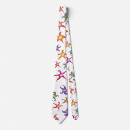 カラフルヒトデ海の星フラワーアート ネクタイ