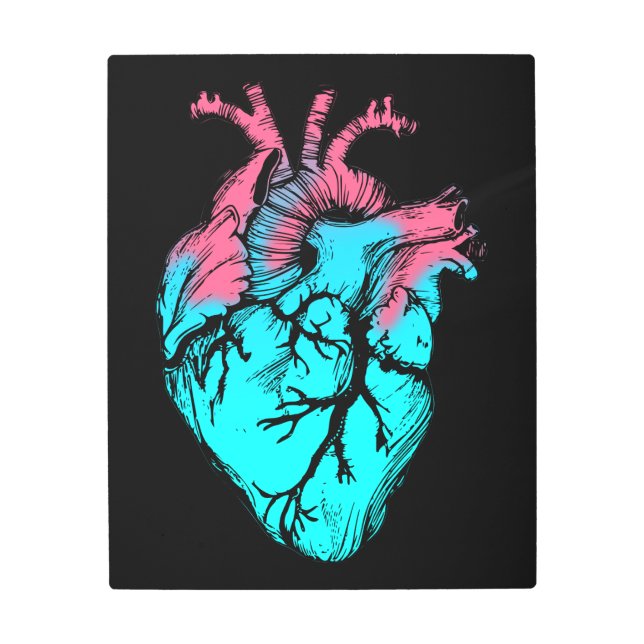 カラフルヒトハートイラストレーション術 メタルプリント (正面)