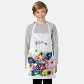 カラフルヒマワリの子ども連パーソナライズされた牛 エプロン (着用した状態)