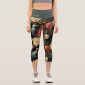 カラフルビクトリアンヴィンテージフローラヨガ カプリレギンス (正面)