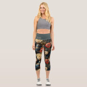 カラフルビクトリアンヴィンテージフローラヨガ カプリレギンス (正面)