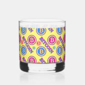 カラフルビットコインパターン ウイスキーグラス (正面)