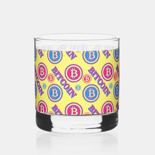 カラフルビットコインパターン ウイスキーグラス (裏面)