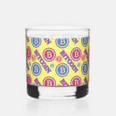 カラフルビットコインパターン ウイスキーグラス (左)