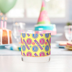 カラフルビットコインパターン ウイスキーグラス