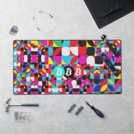 カラフルビットコ鮮やかイン(HD) デスクマット