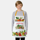 カラフルビーガンシェフカスタム文字キッズキッズ エプロン (着用した状態)
