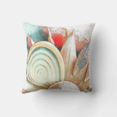 カラフルビーチの水の色絵画の貝殻 クッション (裏面)