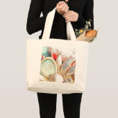 カラフルビーチの水の色絵画の貝殻 ラージトートバッグ (正面(商品))