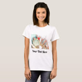 カラフルビーチの水の色絵画の貝殻 Tシャツ (正面フル)