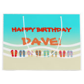 カラフルビーチサンダルビーチ誕生日 ラージペーパーバッグ (正面)