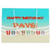 カラフルビーチサンダルビーチ誕生日 ラージペーパーバッグ (裏面)