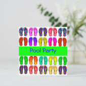 カラフルビーチサンダルプールパーティの招待状 招待状 (スタンド正面)