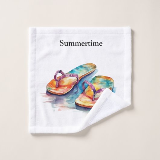 カラフルビーチサンダル水の色のカスタマイズ ウォッシュタオル (ウォッシュタオル)