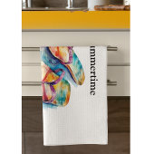 カラフルビーチサンダル水の色のカスタマイズ キッチンタオル