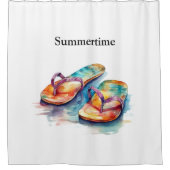 カラフルビーチサンダル水の色のカスタマイズ シャワーカーテン (正面)