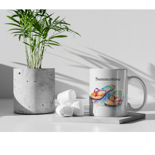 カラフルビーチサンダル水の色のカスタマイズ ツートーンマグカップ