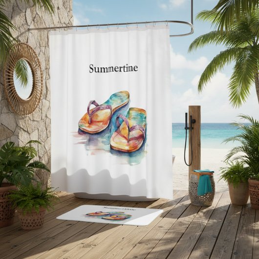 カラフルビーチサンダル水の色のカスタマイズ バスマット