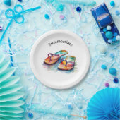 カラフルビーチサンダル水の色のカスタマイズ ペーパープレート (パーティー)