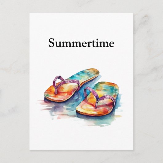 カラフルビーチサンダル水の色のカスタマイズ ポストカード (正面)