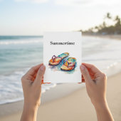 カラフルビーチサンダル水の色のカスタマイズ ポストカード