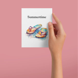 カラフルビーチサンダル水の色のカスタマイズ ポストカード