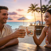 カラフルビーチサンダル水の色のカスタマイズ 紙コップ