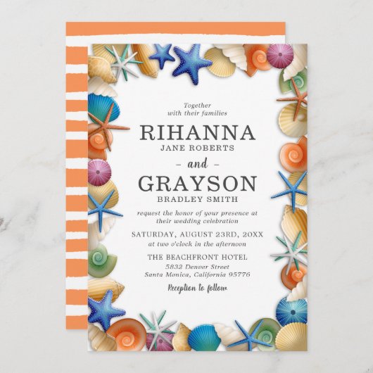 カラフルビーチシーシ結婚ェル 招待状 (正面/裏面)